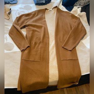 Long camel/tan color cardigan moussy brand